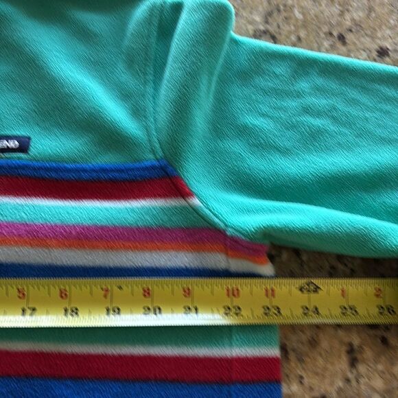 Lands’ End Women's Large Heritage Fleece Snap Neck Pullover striped sweatshirt - Picture 6 of 8